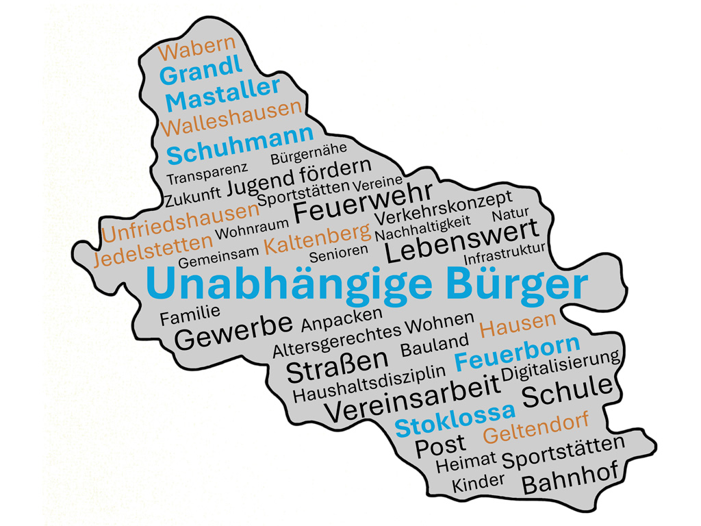 Landkarte mit UB-Wahlthemen